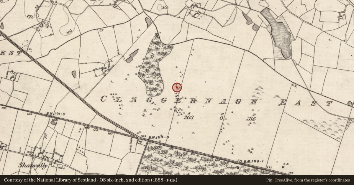 Ordnance Survey six-inch map, 2nd edition (1888–1915) covering the location of Quarry, Claggernagh East, County Galway, with a pin at the register's coordinates