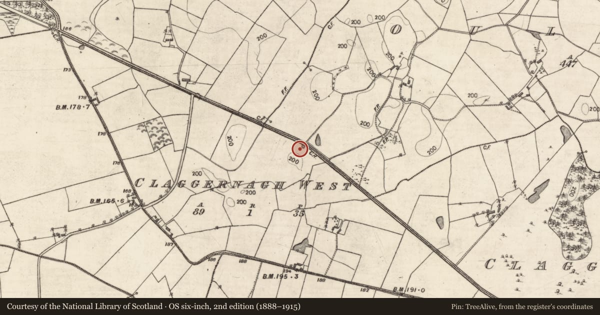 Ordnance Survey six-inch map, 2nd edition (1888–1915) covering the location of Quarry, Claggernagh West, County Galway, with a pin at the register's coordinates