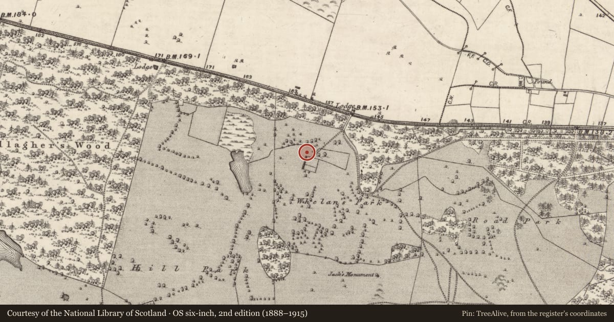 Ordnance Survey six-inch map, 2nd edition (1888–1915) covering the location of Quarry, Portumna Demesne, County Galway, with a pin at the register's coordinates