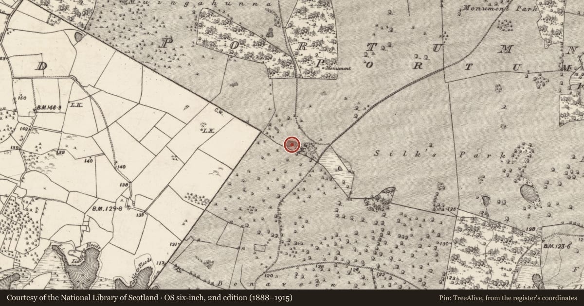 Ordnance Survey six-inch map, 2nd edition (1888–1915) covering the location of Quarry, Portumna Demesne, County Galway, with a pin at the register's coordinates