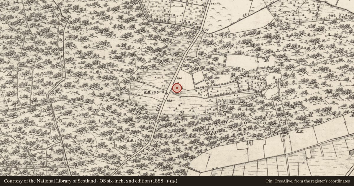 Ordnance Survey six-inch map, 2nd edition (1888–1915) covering the location of Enclosure, Rosturra, County Galway, with a pin at the register's coordinates