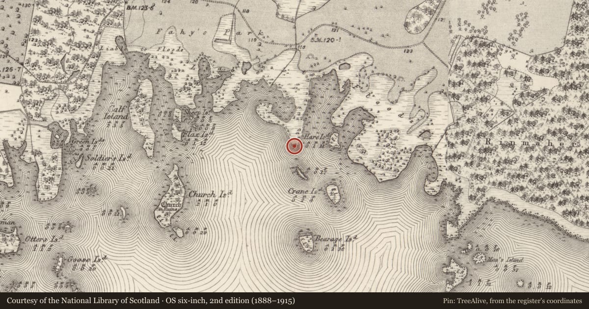 Ordnance Survey six-inch map, 2nd edition (1888–1915) covering the location of House - indeterminate date, Portumna Demesne, County Galway, with a pin at the register's coordinates