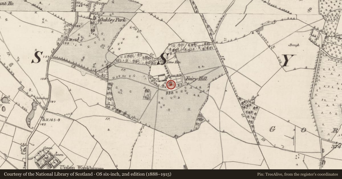 Ordnance Survey six-inch map, 2nd edition (1888–1915) covering the location of House - 18th/19th century, Fairyhill, County Galway, with a pin at the register's coordinates