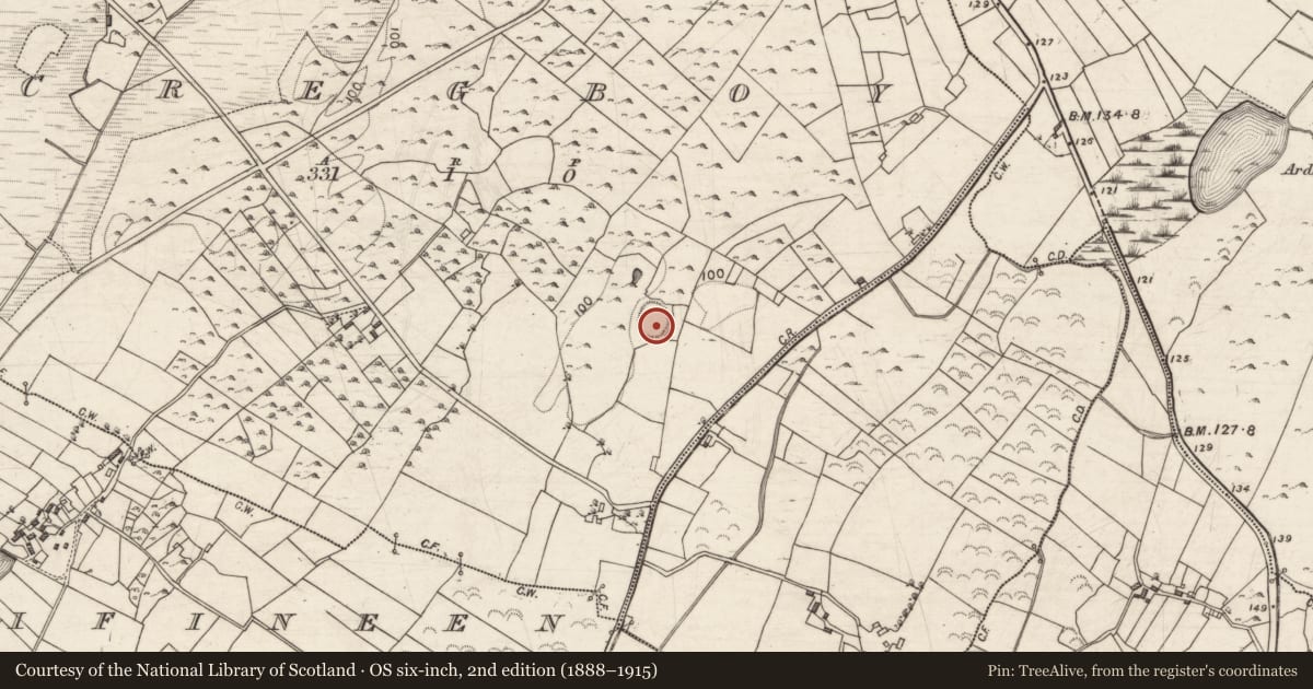 Ordnance Survey six-inch map, 2nd edition (1888–1915) covering the location of Ringfort - rath, Cregboy, County Galway, with a pin at the register's coordinates