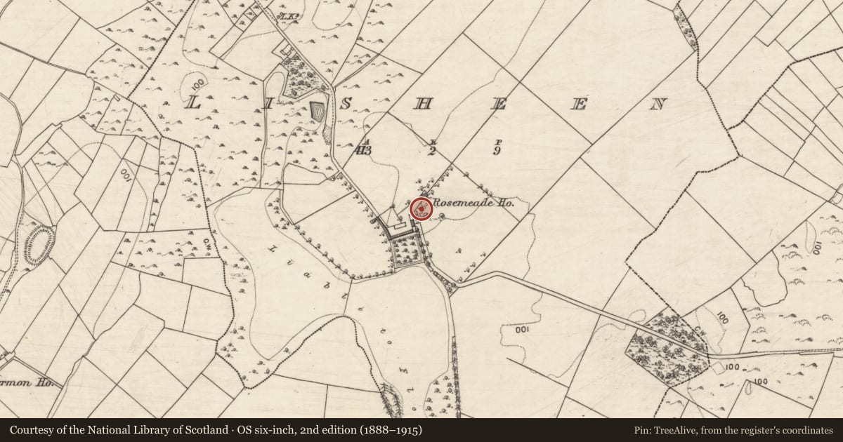 Ordnance Survey six-inch map, 2nd edition (1888–1915) covering the location of House - 18th/19th century, Lisheen, County Galway, with a pin at the register's coordinates