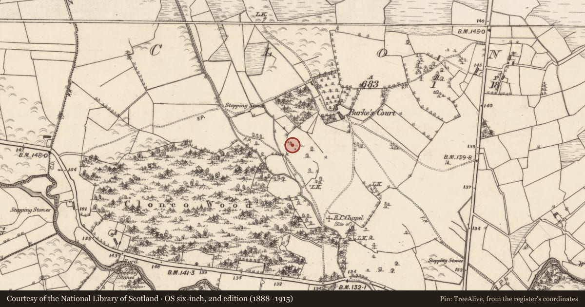 Ordnance Survey six-inch map, 2nd edition (1888–1915) covering the location of Quarry, Clonco, County Galway, with a pin at the register's coordinates
