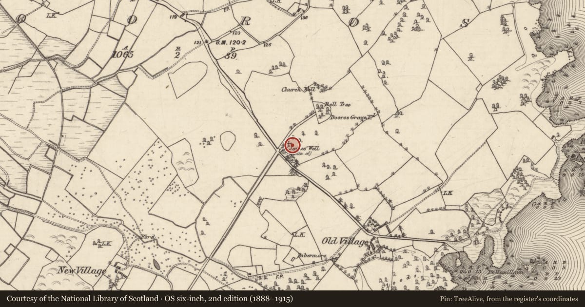 Ordnance Survey six-inch map, 2nd edition (1888–1915) covering the location of Well, Dooros, County Galway, with a pin at the register's coordinates