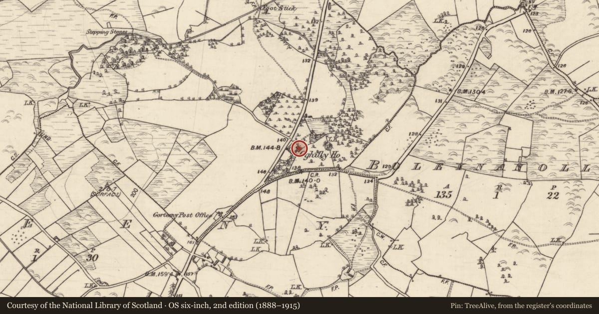 Ordnance Survey six-inch map, 2nd edition (1888–1915) covering the location of Country house, Oghilly, County Galway, with a pin at the register's coordinates