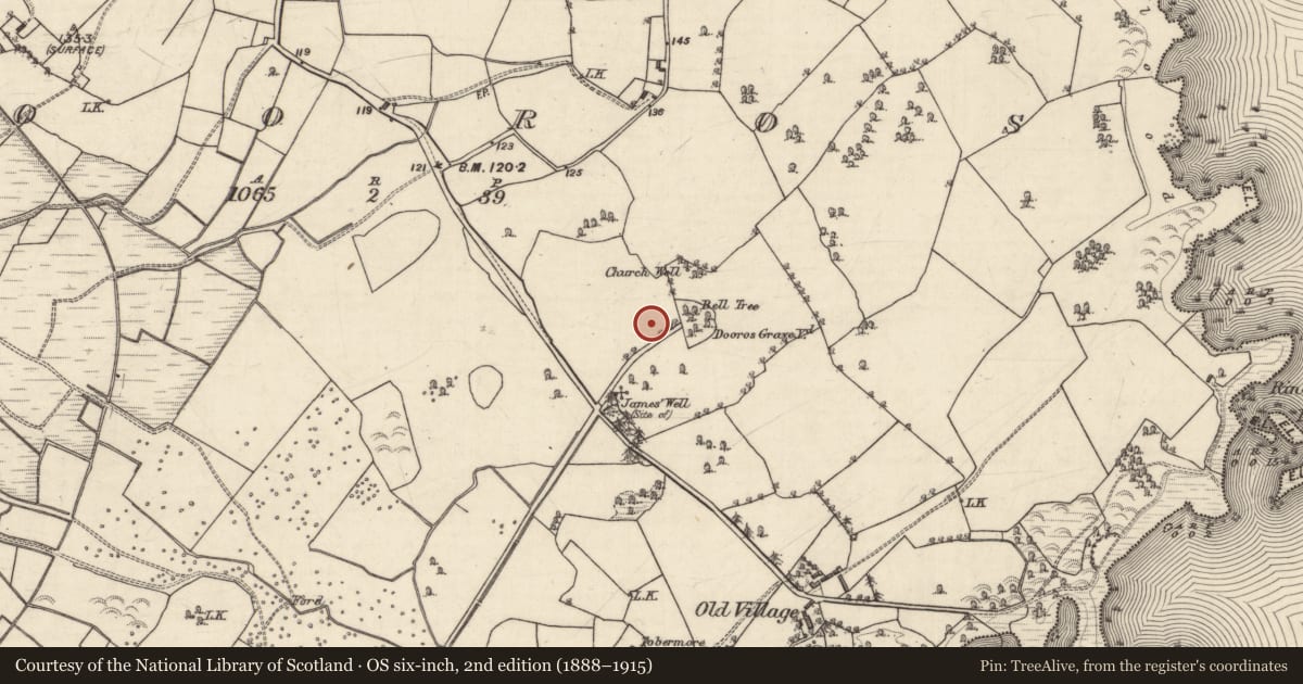 Ordnance Survey six-inch map, 2nd edition (1888–1915) covering the location of Barrow - mound barrow, Dooros, County Galway, with a pin at the register's coordinates