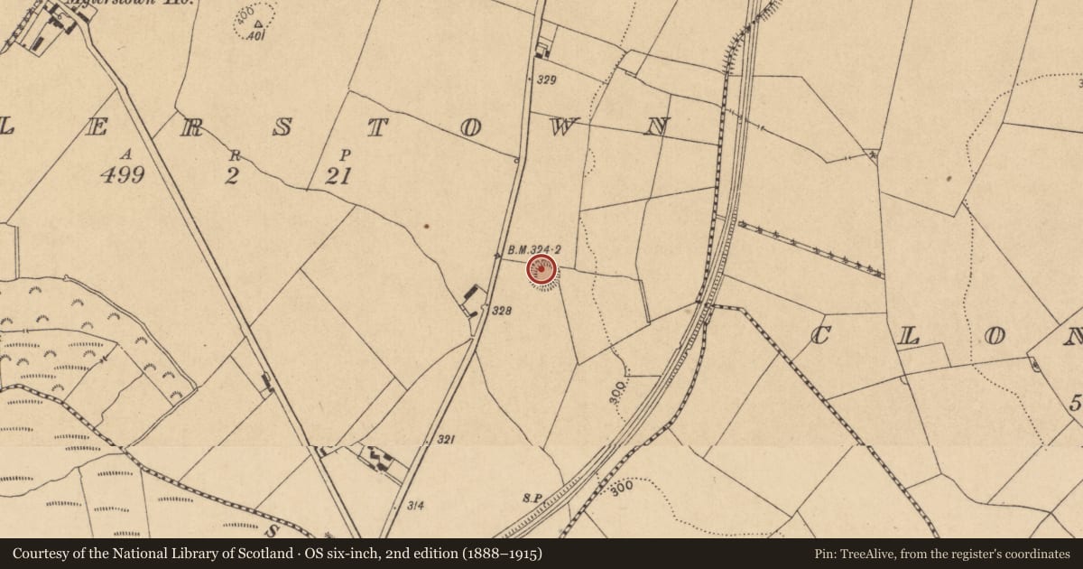 Ordnance Survey six-inch map, 2nd edition (1888–1915) covering the location of Ringfort - rath, Mylerstown, County Kildare, with a pin at the register's coordinates