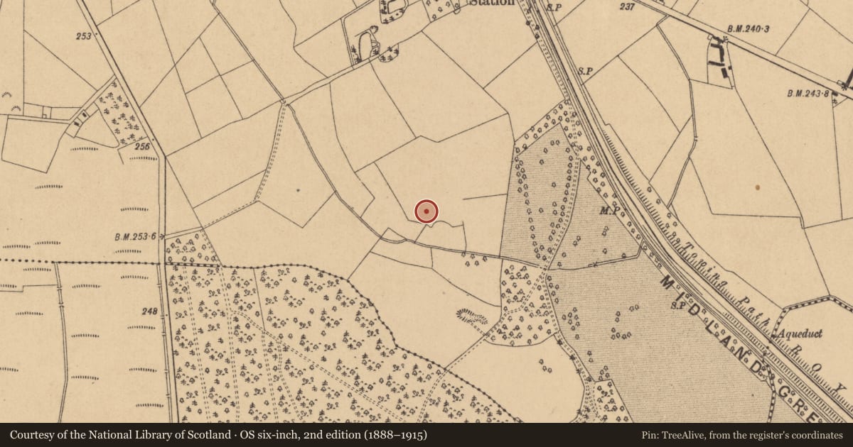 Ordnance Survey six-inch map, 2nd edition (1888–1915) covering the location of Hearth, Moyvally, County Kildare, with a pin at the register's coordinates