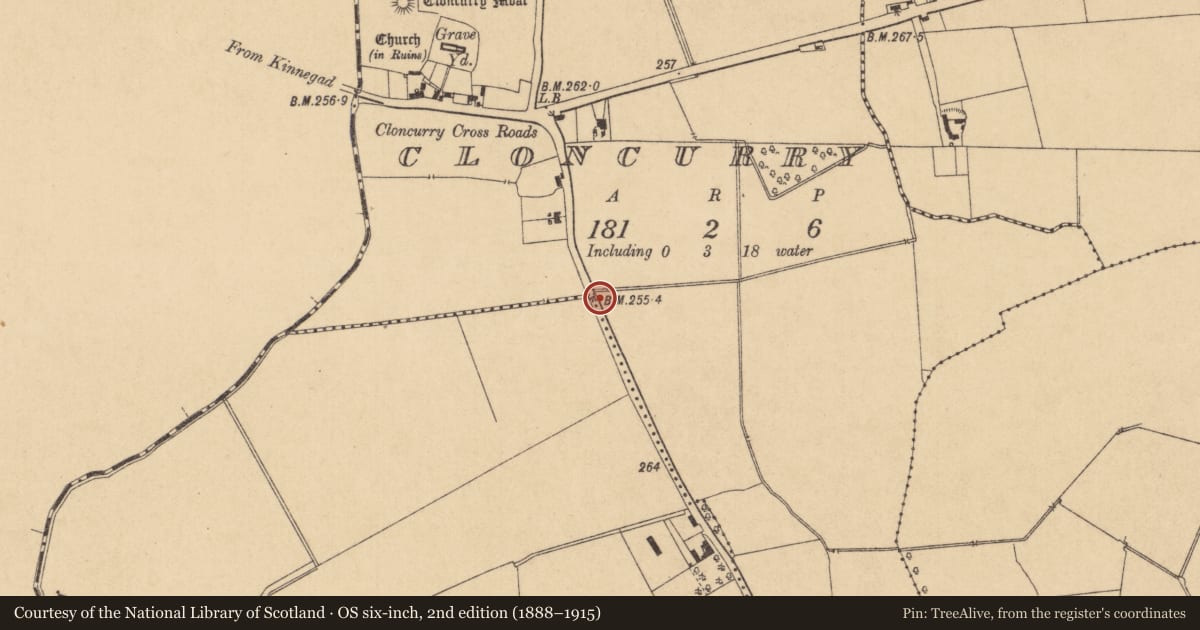 Ordnance Survey six-inch map, 2nd edition (1888–1915) covering the location of Settlement deserted - medieval, County Kildare, with a pin at the register's coordinates