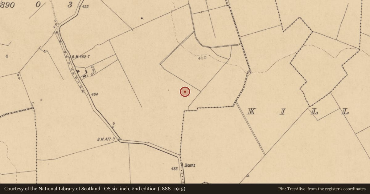 Ordnance Survey six-inch map, 2nd edition (1888–1915) covering the location of House - early medieval, Cappagh, County Kildare, with a pin at the register's coordinates