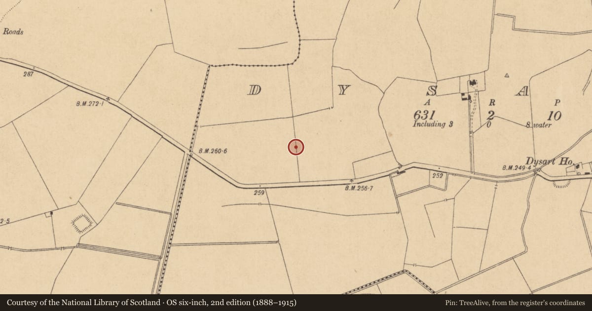 Ordnance Survey six-inch map, 2nd edition (1888–1915) covering the location of Enclosure, Dysart, County Kildare, with a pin at the register's coordinates