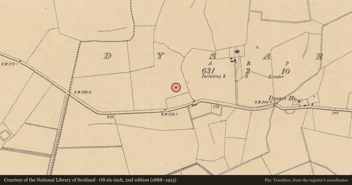 Ordnance Survey six-inch map, 2nd edition (1888–1915) covering the location of Enclosure, Dysart, County Kildare, with a pin at the register's coordinates