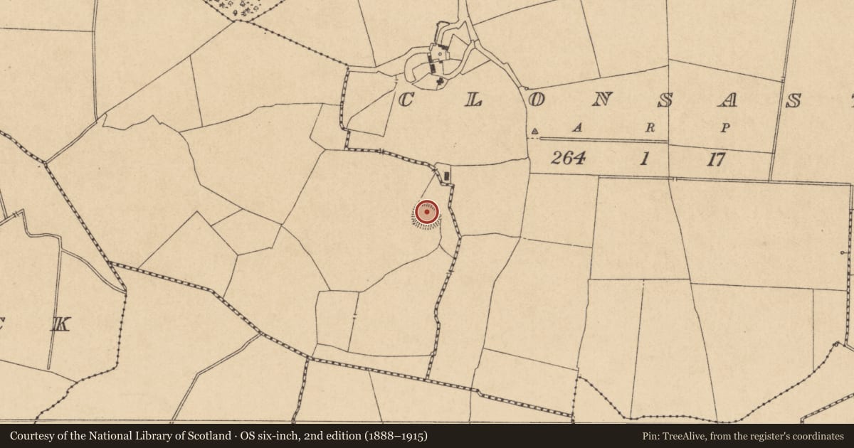 Ordnance Survey six-inch map, 2nd edition (1888–1915) covering the location of Ringfort - rath, Portgloriam, County Kildare, with a pin at the register's coordinates
