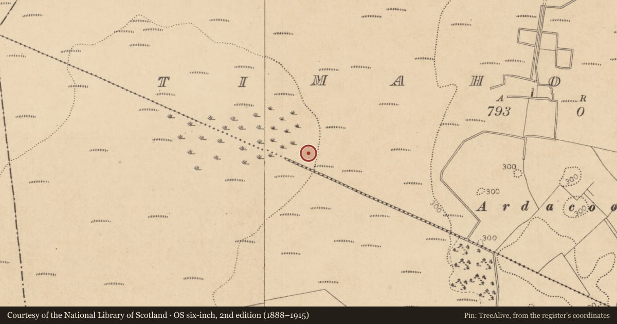 Ordnance Survey six-inch map, 2nd edition (1888–1915) covering the location of Road - unclassified togher, Coolcarrigan, Timahoe West, County Kildare, with a pin at the register's coordinates