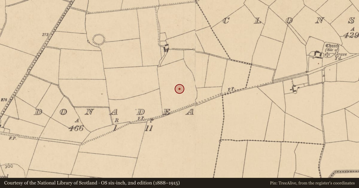 Ordnance Survey six-inch map, 2nd edition (1888–1915) covering the location of Barrow - unclassified, Donadea, County Kildare, with a pin at the register's coordinates