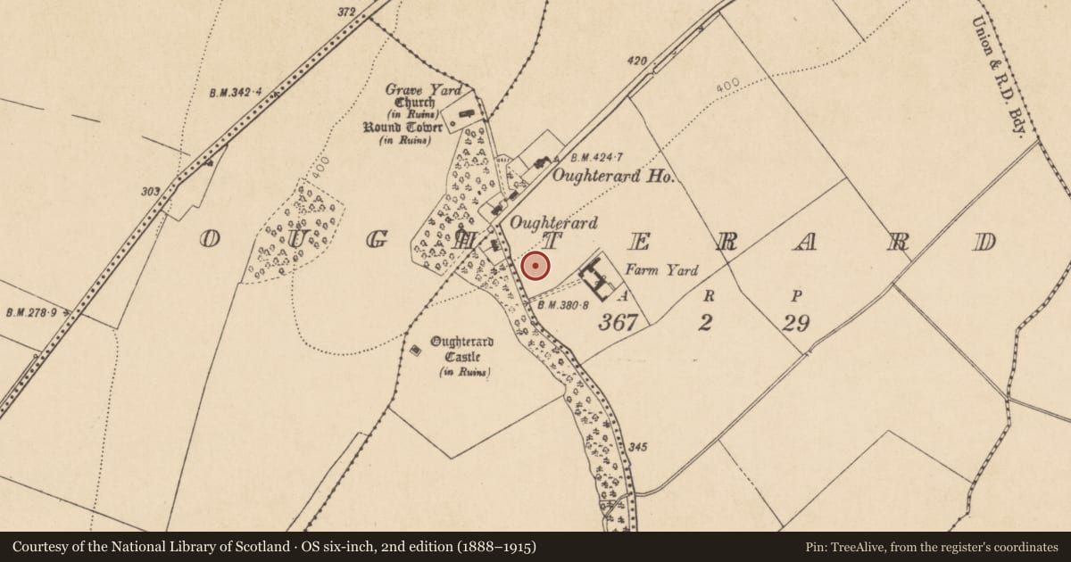 Ordnance Survey six-inch map, 2nd edition (1888–1915) covering the location of Settlement deserted - medieval, County Kildare, with a pin at the register's coordinates
