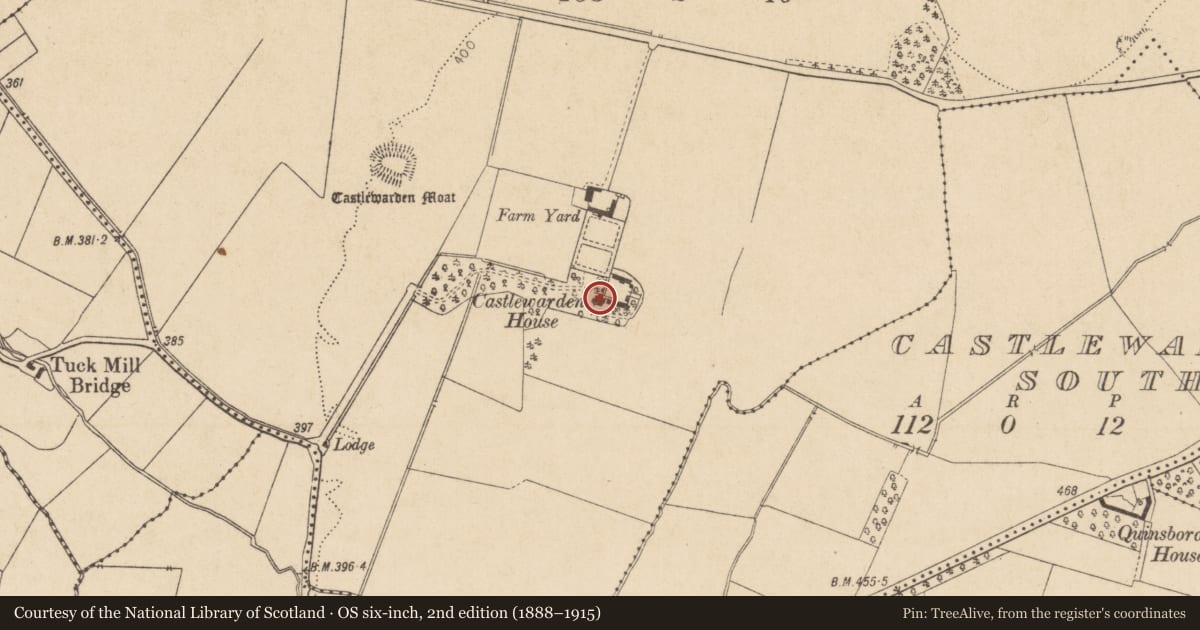 Ordnance Survey six-inch map, 2nd edition (1888–1915) covering the location of House - 16th/17th century, Castlewarden North, County Kildare, with a pin at the register's coordinates