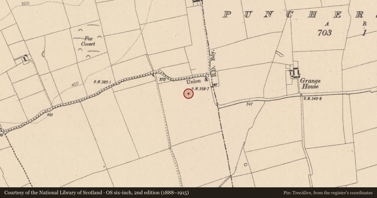 Ordnance Survey six-inch map, 2nd edition (1888–1915) covering the location of Enclosure, Conlanstown, County Kildare, with a pin at the register's coordinates