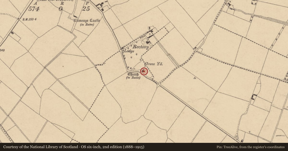 Ordnance Survey six-inch map, 2nd edition (1888–1915) covering the location of Ecclesiastical enclosure, Rathernan, County Kildare, with a pin at the register's coordinates