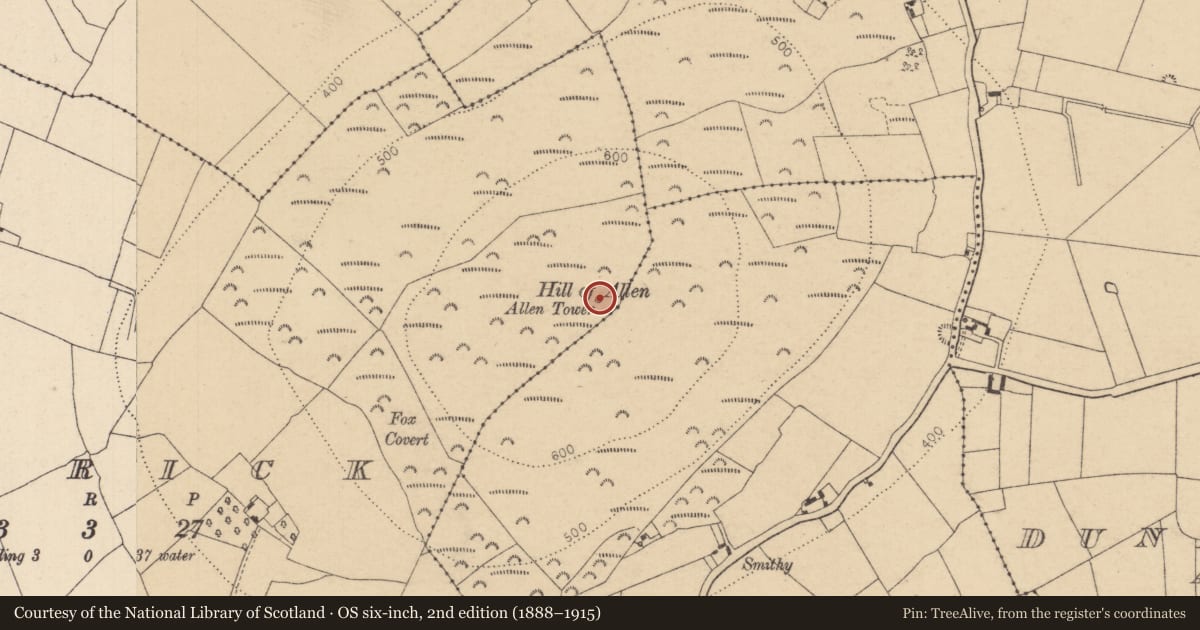 Ordnance Survey six-inch map, 2nd edition (1888–1915) covering the location of Mound, Carrick, County Kildare, with a pin at the register's coordinates