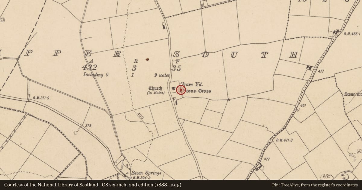 Ordnance Survey six-inch map, 2nd edition (1888–1915) covering the location of Font, Tipper South, County Kildare, with a pin at the register's coordinates