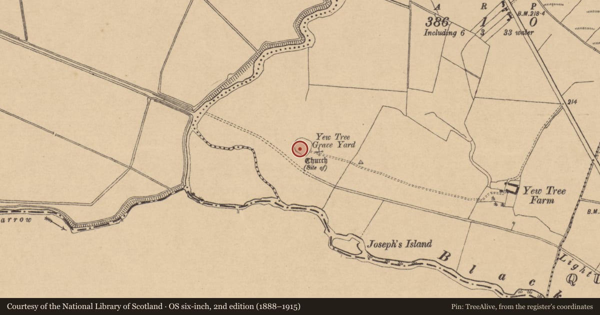 Ordnance Survey six-inch map, 2nd edition (1888–1915) covering the location of Ecclesiastical enclosure, Clogheen, County Kildare, with a pin at the register's coordinates