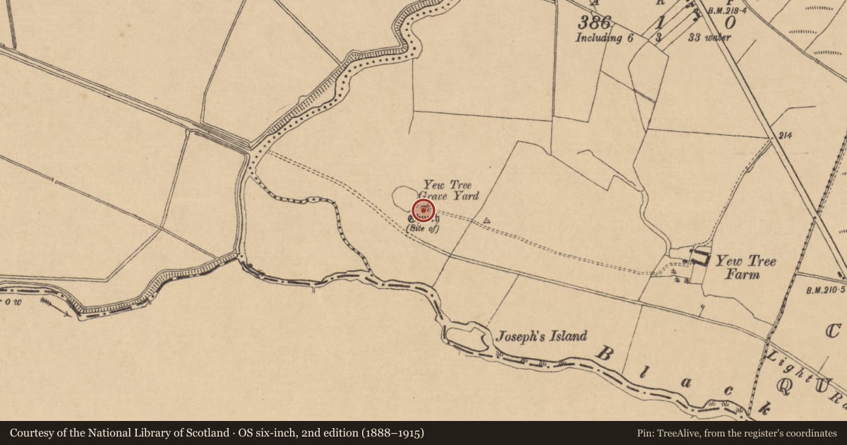 Ordnance Survey six-inch map, 2nd edition (1888–1915) covering the location of Church, Clogheen, County Kildare, with a pin at the register's coordinates