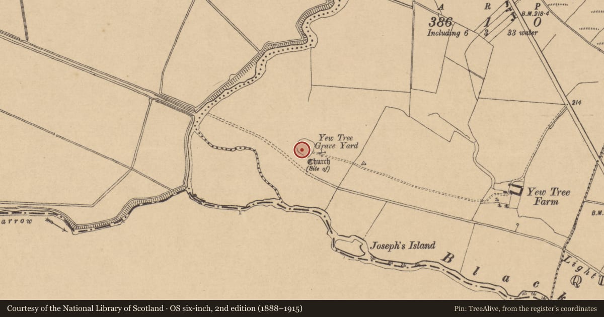 Ordnance Survey six-inch map, 2nd edition (1888–1915) covering the location of Graveyard, Clogheen, County Kildare, with a pin at the register's coordinates