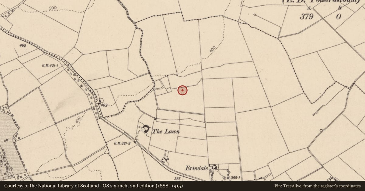 Ordnance Survey six-inch map, 2nd edition (1888–1915) covering the location of Fulacht fia, Friarstown, County Kildare, with a pin at the register's coordinates