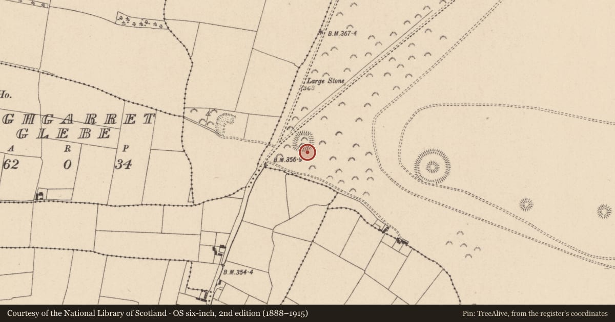 Ordnance Survey six-inch map, 2nd edition (1888–1915) covering the location of Barrow - ring-barrow, Curragh, County Kildare, with a pin at the register's coordinates