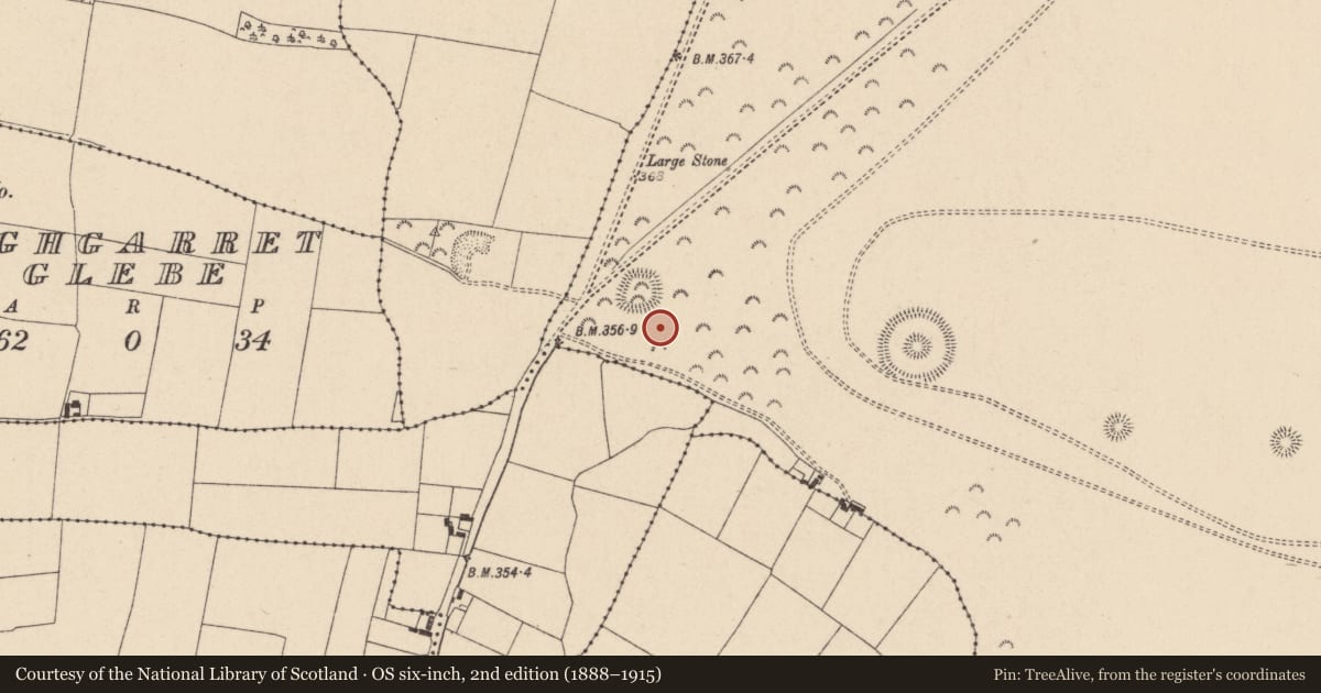 Ordnance Survey six-inch map, 2nd edition (1888–1915) covering the location of Barrow - ring-barrow, Curragh, County Kildare, with a pin at the register's coordinates