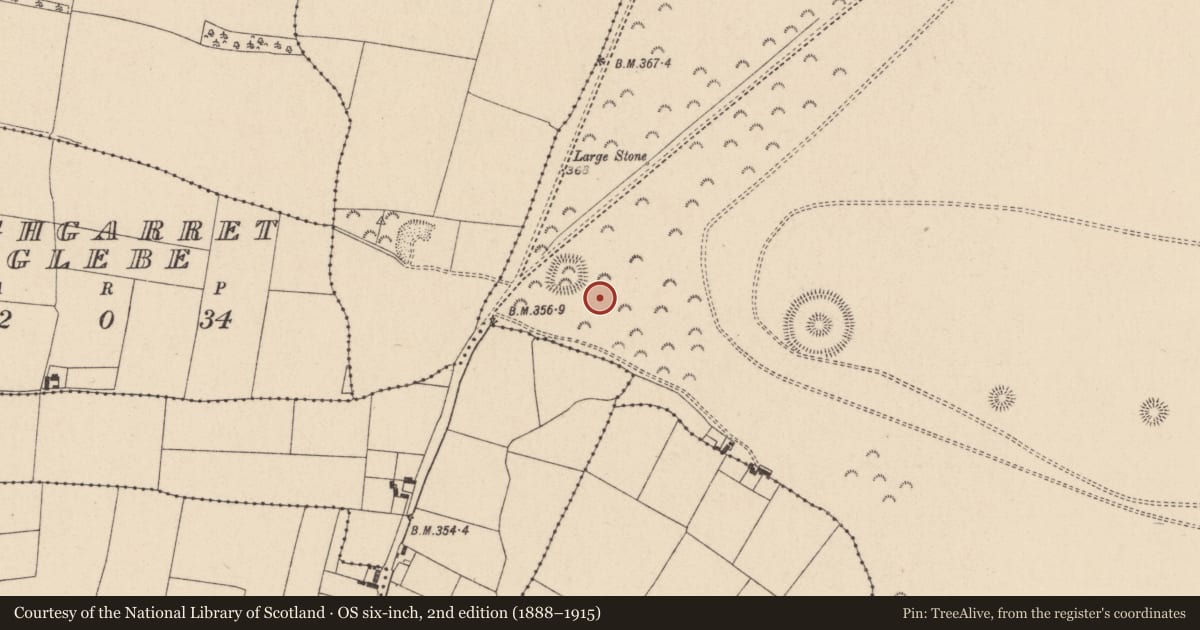 Ordnance Survey six-inch map, 2nd edition (1888–1915) covering the location of Barrow - ring-barrow, Curragh, County Kildare, with a pin at the register's coordinates