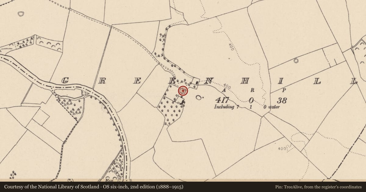 Ordnance Survey six-inch map, 2nd edition (1888–1915) covering the location of House - 17th century, Greenhills, County Kildare, with a pin at the register's coordinates