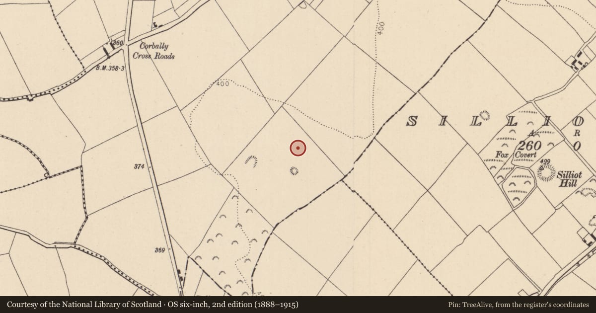 Ordnance Survey six-inch map, 2nd edition (1888–1915) covering the location of House - Neolithic, Corbally, County Kildare, with a pin at the register's coordinates