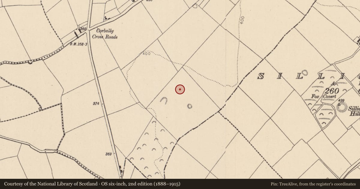 Ordnance Survey six-inch map, 2nd edition (1888–1915) covering the location of House - Neolithic, Corbally, County Kildare, with a pin at the register's coordinates