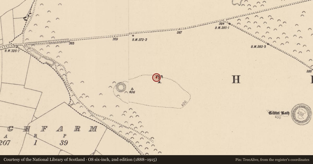 Ordnance Survey six-inch map, 2nd edition (1888–1915) covering the location of Barrow - ring-barrow, Curragh, County Kildare, with a pin at the register's coordinates