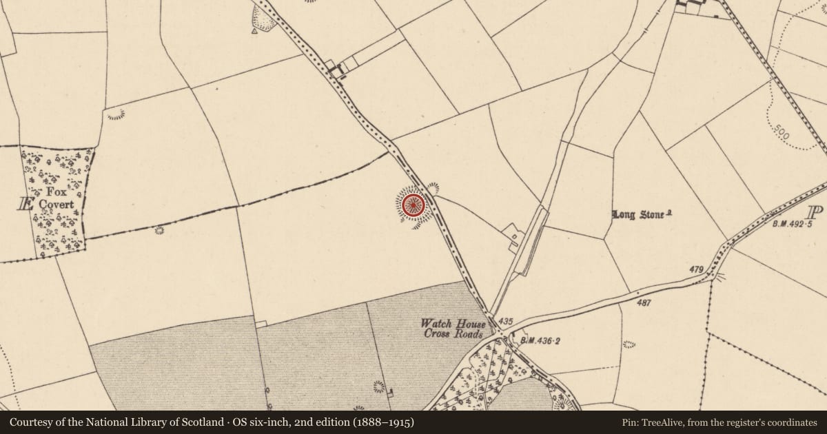 Ordnance Survey six-inch map, 2nd edition (1888–1915) covering the location of Barrow - ring-barrow, Swordlestown North, County Kildare, with a pin at the register's coordinates