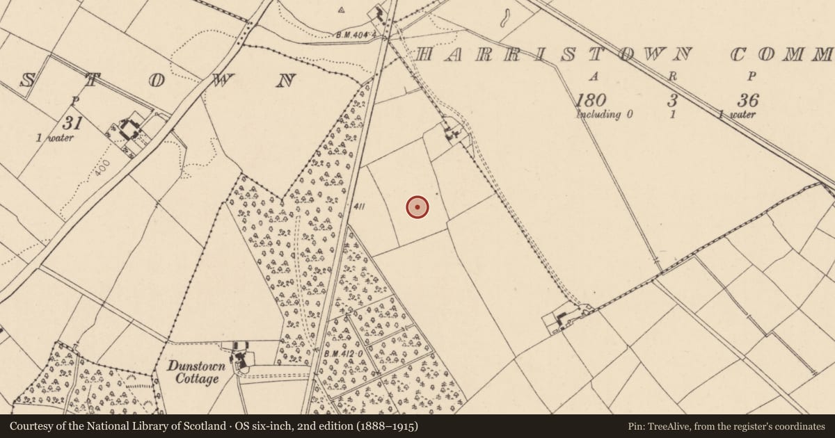 Ordnance Survey six-inch map, 2nd edition (1888–1915) covering the location of Enclosure, Dunnstown, County Kildare, with a pin at the register's coordinates