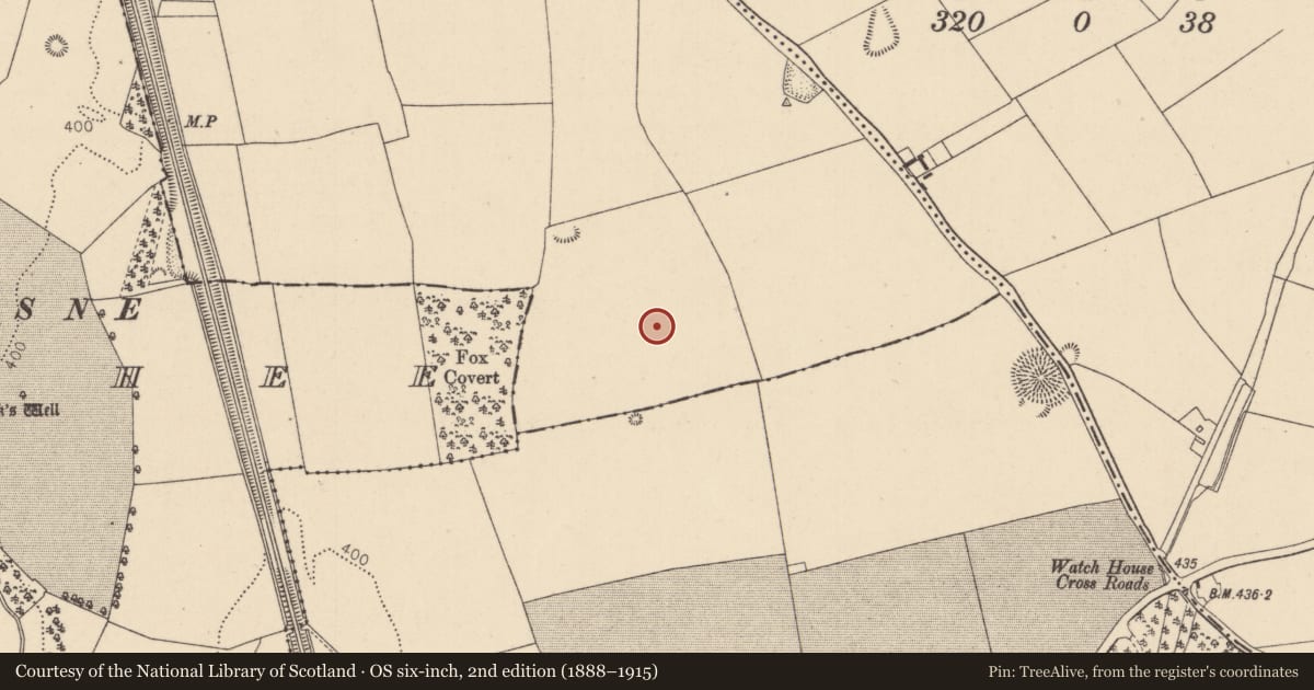 Ordnance Survey six-inch map, 2nd edition (1888–1915) covering the location of Enclosure, Broadfield, County Kildare, with a pin at the register's coordinates