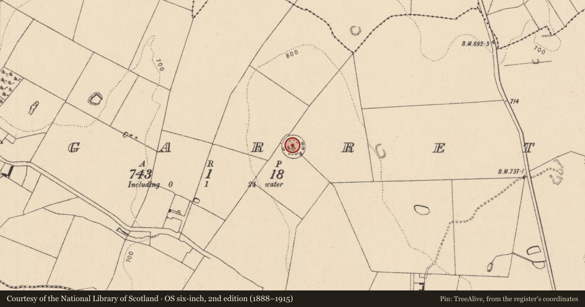 Ordnance Survey six-inch map, 2nd edition (1888–1915) covering the location of Enclosure, Athgarrett, County Kildare, with a pin at the register's coordinates
