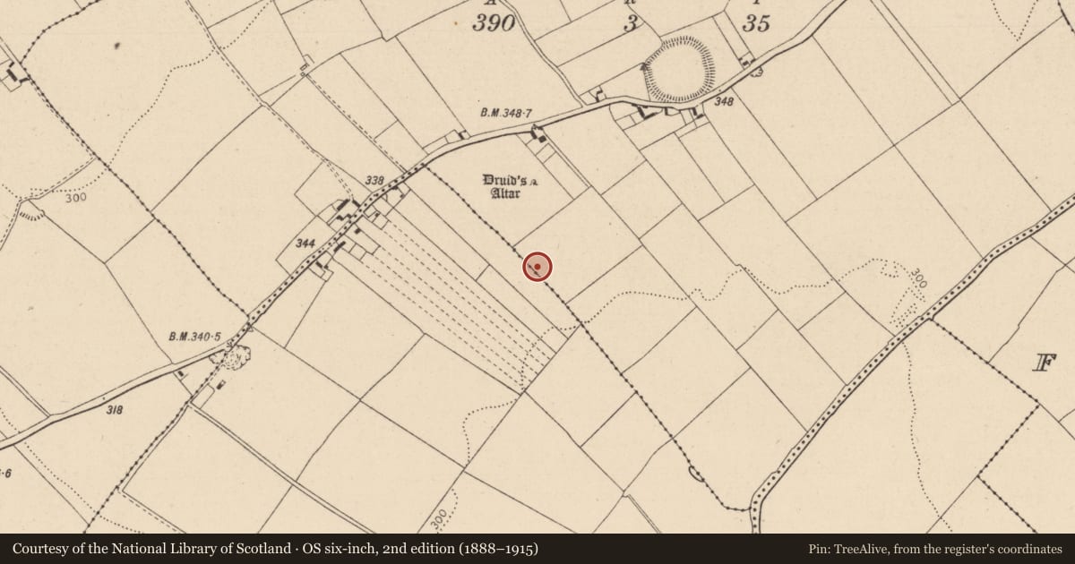 Ordnance Survey six-inch map, 2nd edition (1888–1915) covering the location of Barrow - ring-barrow, Grangebeg, County Kildare, with a pin at the register's coordinates
