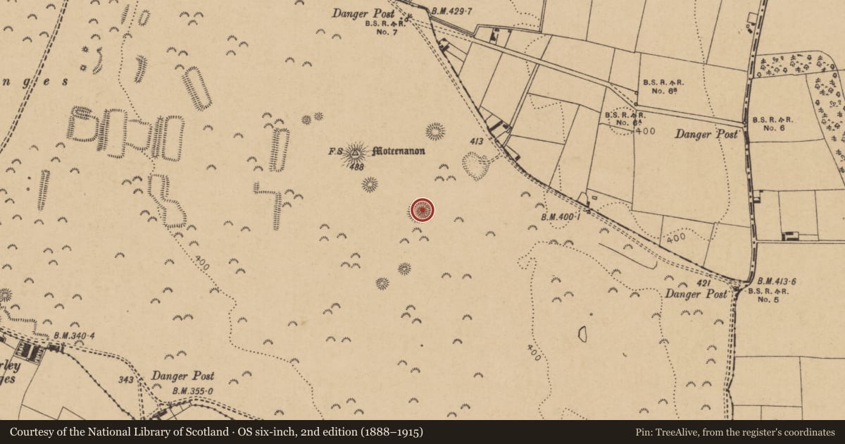 Ordnance Survey six-inch map, 2nd edition (1888–1915) covering the location of Barrow - unclassified, Curragh, County Kildare, with a pin at the register's coordinates