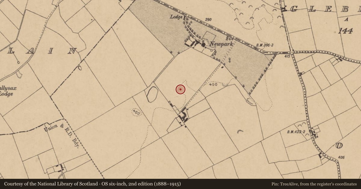Ordnance Survey six-inch map, 2nd edition (1888–1915) covering the location of Barrow - ditch barrow, Moortown, County Kildare, with a pin at the register's coordinates