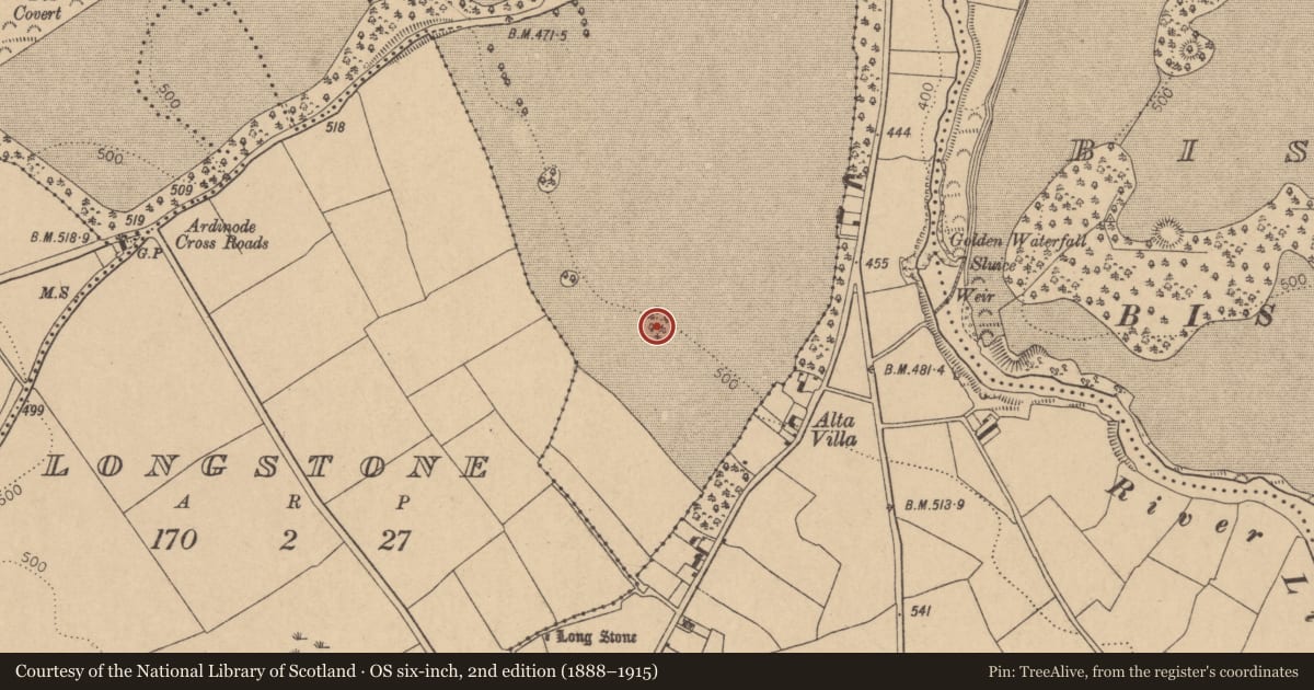 Ordnance Survey six-inch map, 2nd edition (1888–1915) covering the location of Enclosure, Ballymore Eustace West, County Kildare, with a pin at the register's coordinates