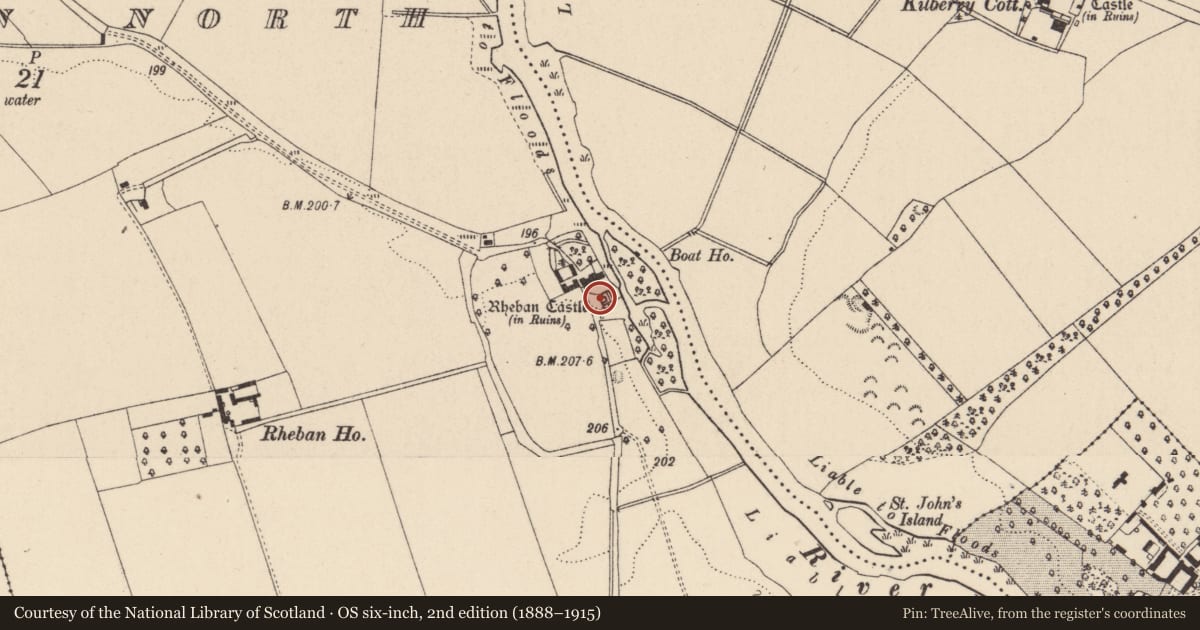 Ordnance Survey six-inch map, 2nd edition (1888–1915) covering the location of House - fortified house, Castlereban North, County Kildare, with a pin at the register's coordinates