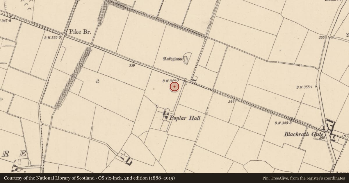Ordnance Survey six-inch map, 2nd edition (1888–1915) covering the location of Ringfort - rath, Inchaquire, County Kildare, with a pin at the register's coordinates