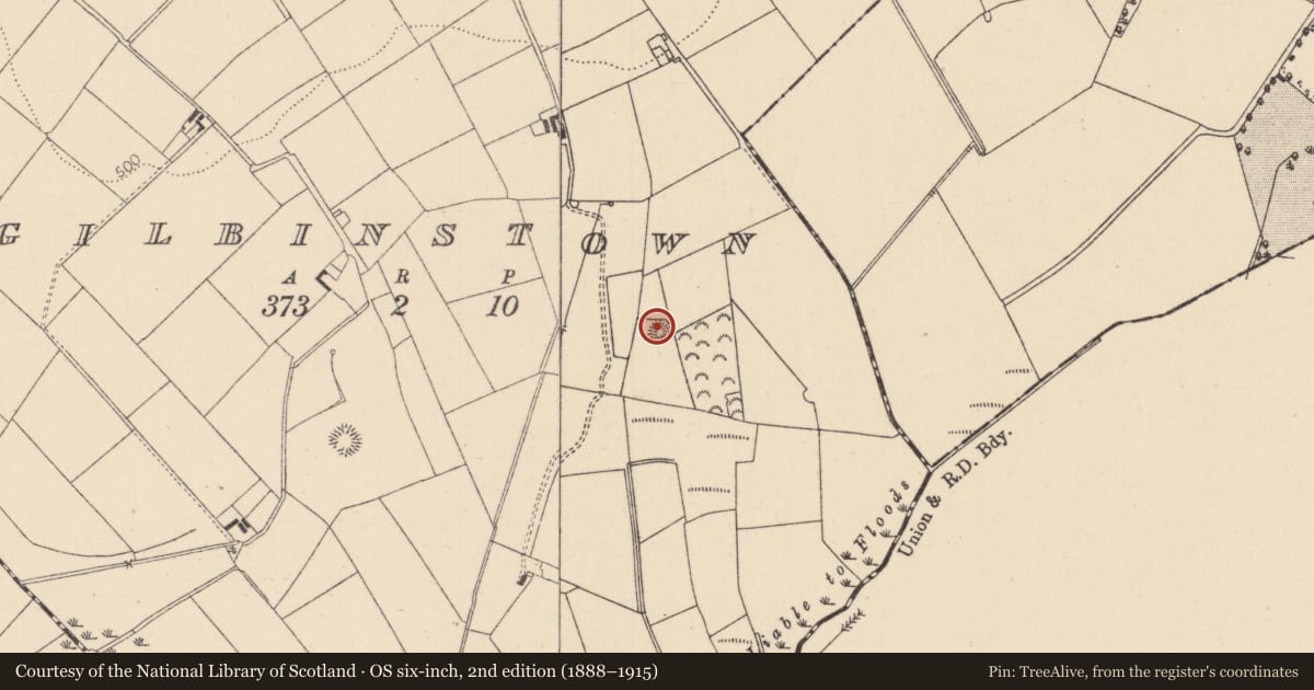 Ordnance Survey six-inch map, 2nd edition (1888–1915) covering the location of Barrow - unclassified, Gilbinstown, County Kildare, with a pin at the register's coordinates
